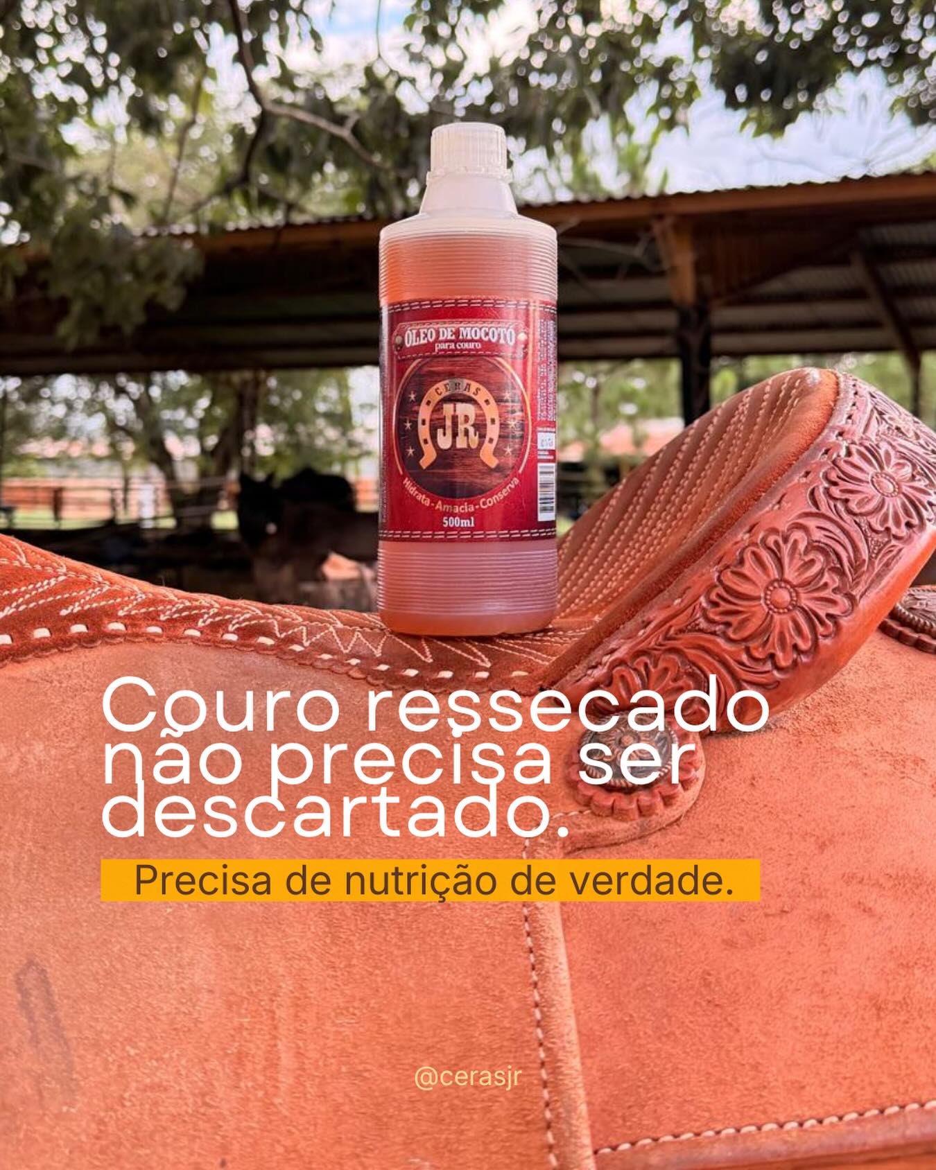 Tem couro que parece que já deu o que tinha que dar… mas na maioria das vezes, ele só está desnutrido.O Óleo de Mocotó JR age direto nas fibras, promovendo uma hidratação profunda que recupera a maciez e devolve a flexibilidade do material.É por isso que ele é tão usado em couros mais robustos, como selas, botas e peças expostas ao uso intenso.🤎 Cuidar bem é fazer durar.
Clique no link da Bio e garanta o seu cuidado com o couro.
@cerasjr